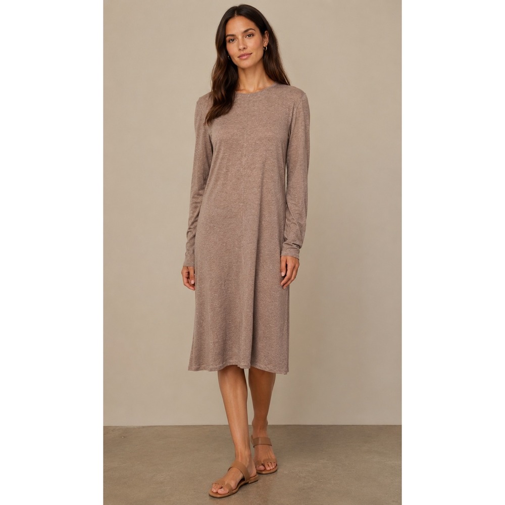 Vince Tencell Tan Long Sleeve Dress Capsule Minimalist Size Medium